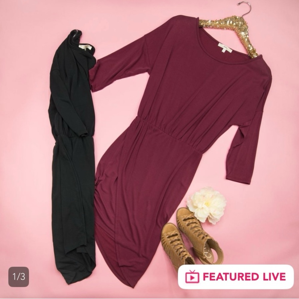 Burgundy Modal Angled Mini Dress